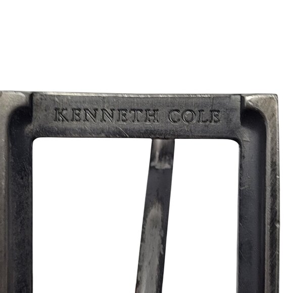 Vtg Kenneth Cole Mens Chocolate Pebble Leather Silver Studded Belt Sz 38 Pirate - Picture 2 of 15